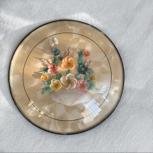 Vintage 1940’s Peter Watson Studios Round Convex Glass Shell Art Wall Hanging - Picture 2 of 5